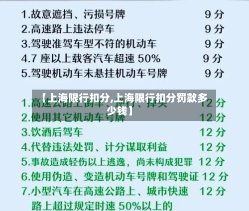 【上海限行扣分,上海限行扣分罚款多少钱】