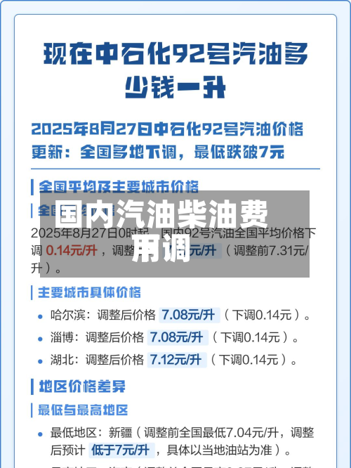 国内汽油柴油费用下调-第2张图片