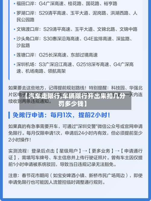 【汽车走限行,车辆限行开出来扣几分罚多少钱】