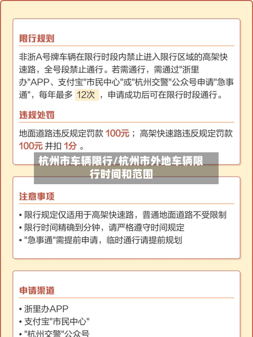 杭州市车辆限行/杭州市外地车辆限行时间和范围