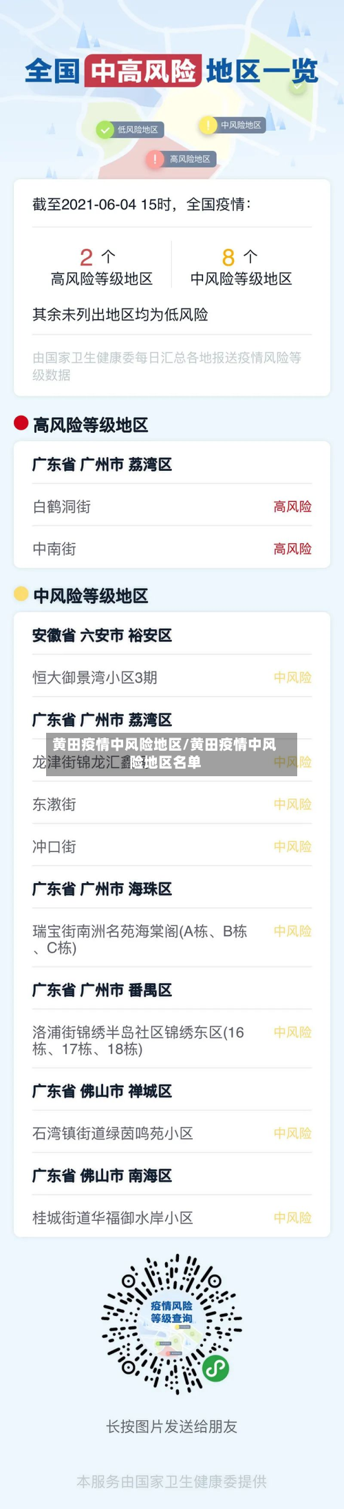 黄田疫情中风险地区/黄田疫情中风险地区名单-第2张图片